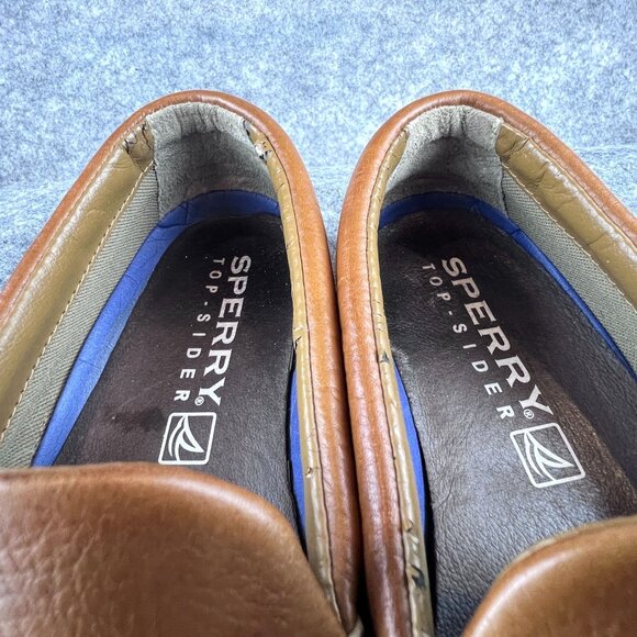 Sperry Mens 10M Brown Boat Driver Leather Slip-On Loafers Moccasin Rubber Sole - Picture 9 of 12